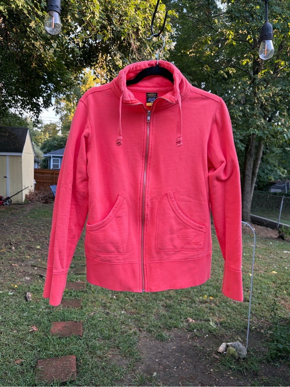 KEEN Women’s Large Full Zip Sweatshirt Jacket Coral Red Cotton Outdoor